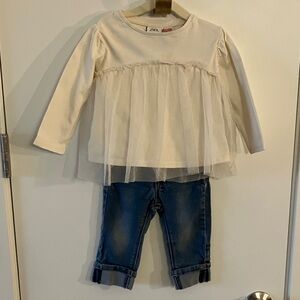 Zara Cream Top and Hudson Blue  Jeans Matching Set